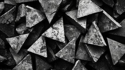 Poster - Many weathered triangular stones, monochrome.