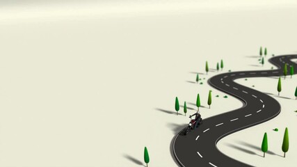 Wall Mural - Animation of a motorcycle running on a curve.
It runs forever without interruption.
