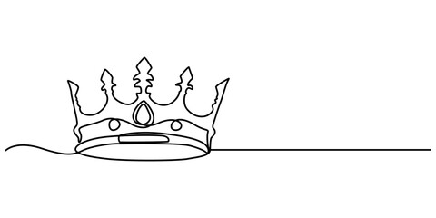 Aufkleber - Royal Crown continuous line drawing. Simple king crown outline design concept. Vector illustration, continuous line art drawing of king's crown, Crown in one continuous line drawing. One line poster. 