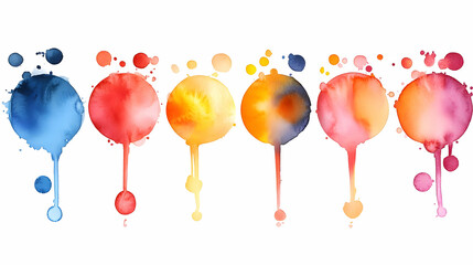 Colorful Watercolor Circles and Drips