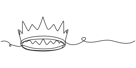 Aufkleber - Royal Crown continuous line drawing. Simple king crown outline design concept. Vector illustration, continuous line art drawing of king's crown, Crown in one continuous line drawing. One line poster. 