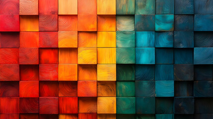 Colorful Wooden Cube Wall Art