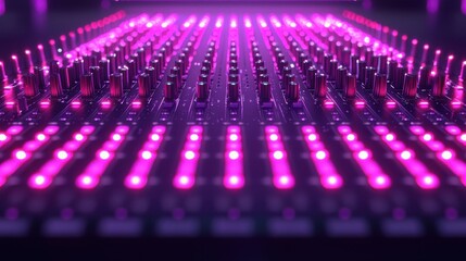 Aufkleber - Illuminated mixer controls futuristic studio digital equipment high-tech environment close-up view futuristic concept
