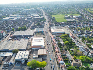 Beautiful and Attractive British Tourist Attraction and Downtown and Central Brighton seaside resort and Beach City of East Sussex, England GB. Footage Captured with Drone's Camera on May 9th, 2024