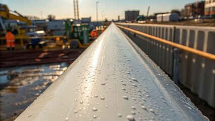 Aufkleber - A closeup of a new industrialgrade drainpipe its surface pristine and glistening in the bright afternoon light. The close focus captures fine details like the faint ridges and the