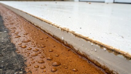 Aufkleber - A closeup perspective reveals the staining along the edges of the membrane caused by moisture testing. The contrast between the saturated area and the dry intact membrane