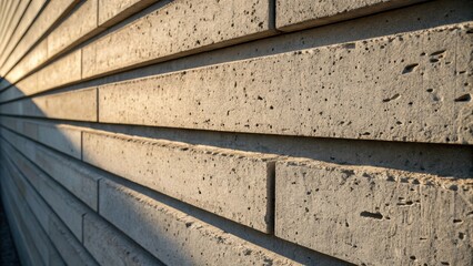 Aufkleber - A closeup photograph reveals a series of textured concrete panels intricately designed with horizontal grooves that enhance both stability and visual interest. The interplay of