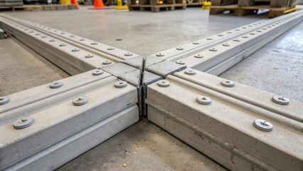 Aufkleber - A closeup view of the connection joints where two precast segments will be assembled. The joints are meticulously designed with grooves and fittings allowing for perfect alignment.