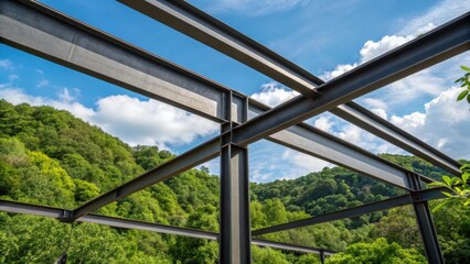 Aufkleber - A contrasting scene that highlights the interplay between raw steel and natural elements