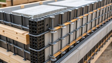 Aufkleber - A detailed image focusing on the connection points where multiple reinforcing elements converge showcasing the craftsmanship of the assembly. The various materials such as plastic