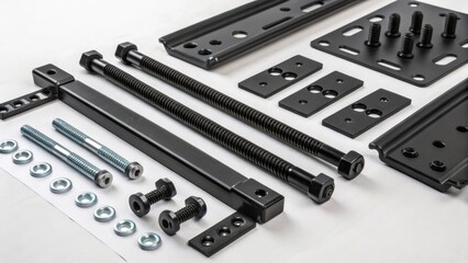 Poster - A detailed shot of the assembly components including bolts and hinges tered ast the preassembled parts providing a glimpse of the engineering behind the benches that promise