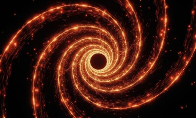 Wall Mural - Swirling orange and black cosmic vortex