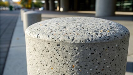 Aufkleber - A macro image of a precast concrete bollard focusing on the unique patterns of its surface. Tiny flecks of aggregate are visible giving insight into the material composition while