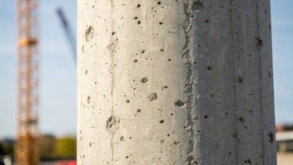 Aufkleber - A macro shot of the surface of a precast concrete column focusing on small imperfections and the natural variations in texture. The image captures the weathered rough feel