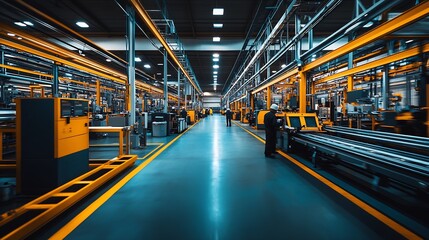 Aufkleber - Modern High-Tech Factory Interior with Advanced Automation Systems : Generative AI