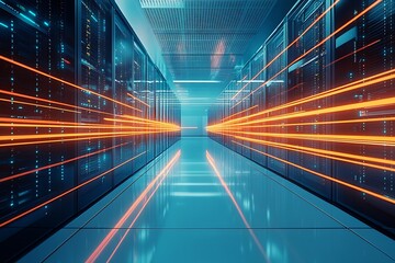 Aufkleber - Advanced Data Center with HighSpeed Fiber Optic Connections and Servers : Generative AI