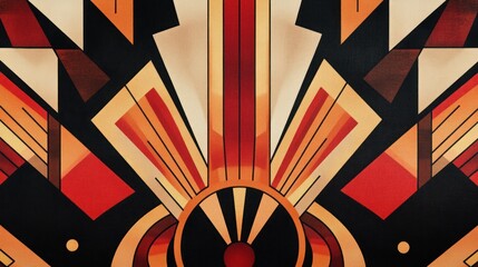 Wall Mural - abstract art deco geometric pattern in warm tones.