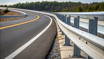 Aufkleber - A shot showcasing the end of a median barrier where it tapers off into a smooth curve. The change in the angle and texture draws attention allowing viewers to appreciate the
