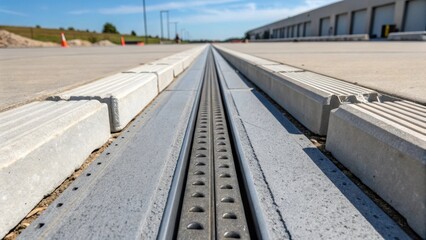 Poster - A side angle view showcasing the expansion joints discreet groove design where small drainage channels are visible intended to prevent water accumulation and ensure longevity