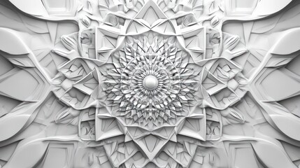 Wall Mural - intricate white 3d mandala pattern.