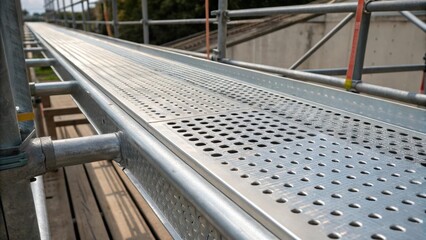 Aufkleber - Close inspection of a cable tray reveals fine detailing in its design perforated sections for ventilation smooth edges for safe cable handling and sy supports that elevate it above