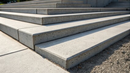 Aufkleber - Focused on the junction where multiple precast concrete steps meet the viewer can see the precision of the edges the fine aggregate embedded within and the way the steps are