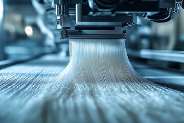 Leinwandbilder - Advanced Industrial Machine Weaving High-Tech Textile Production Process Close-Up : Generative AI