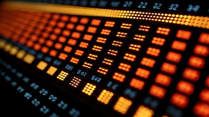 Poster - Abstract Orange and Blue LED Light Grid Pattern