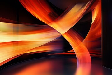 Aufkleber - Vibrant Abstract Orange and Red Curves for Dynamic Artistic Backgrounds : Generative AI