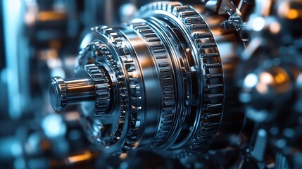 Aufkleber - Close-up of intricate mechanical gears and cogs showcasing engineering precision and craftsmanship : Generative AI