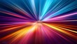 © Konstantin Sigaev - A dynamic, vibrant display of multicolored light beams creating a burst effect. This image conveys energy, speed, and movement. An abstract colorful texture with blurred streaks and motion effects