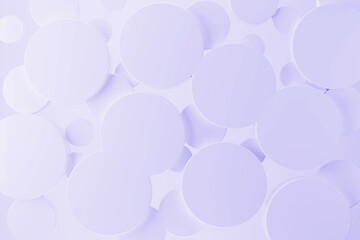 Poster - light violet abstract background with flying soft light plastic cylinders, pattern, top view. 3d ill
