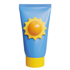 Poster - Sunscreen for summer holiday 3d rendered icon on transparent background