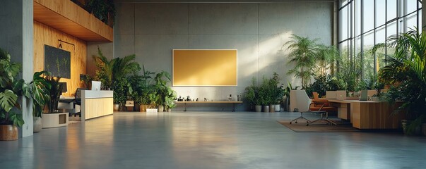 Aufkleber - Corporate business meeting centered on recycling and sustainability, held in a hightech office space with ecofriendly designs and modern furniture