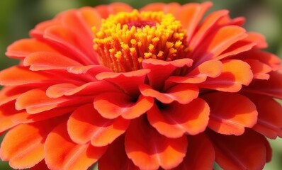 Wall Mural - Vibrant red zinnia flower in bloom