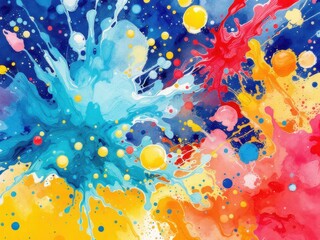Poster - Vibrant abstract art with dynamic colorful splashes and drops