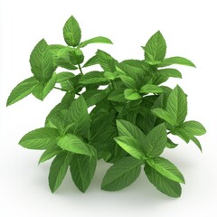 Wall Mural - Fresh Green Mint Leaves Plant Displaying Lush Foliage Ideal for Culinary and Herbal Applications