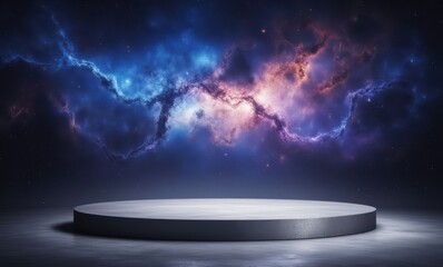 Wall Mural - Cosmic backdrop with a circular platform