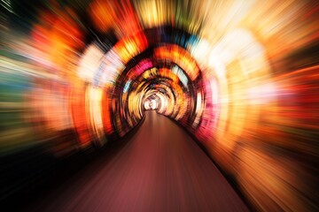 Aufkleber - Vibrant Tunnel of Light Featuring Colorful Blurs and Dynamic Gradient Motion : Generative AI
