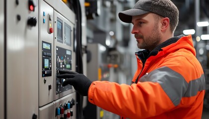 Aufkleber - Engineer wearing safety gear and highvisibility jacket