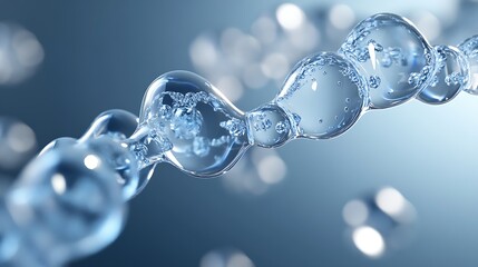 Leinwandbilder - Detailed view of transparent water molecules in a seamless molecular chain formation : Generative AI