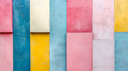 Poster - Colorful abstract wall art showcasing bright geometric shapes in urban space