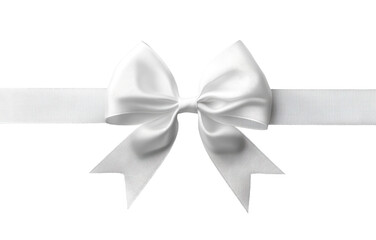 White satin ribbon tied into a bow, elegant gift wrap decoration, smooth fabric accessory for festive celebrations, luxurious design isolated on transparent background