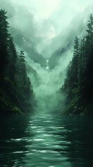 Fototapete - Gradient of green tones with a minimalist aesthetic