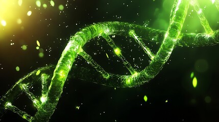 Aufkleber - Genetic DNA Helix Concept Art with Floating Light Particles : Generative AI