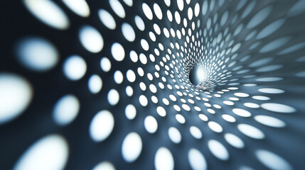 Poster - Visual representation of light and shadow patterns in a circular tunnel structure