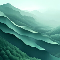 Fototapete - Gradient of green tones with a minimalist aesthetic