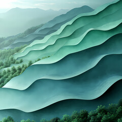 Fototapete - Gradient of green tones with a minimalist aesthetic