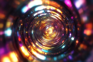 Poster - Abstract Multicolored Vortex with Bright Light Center in Digital Art Form : Generative AI
