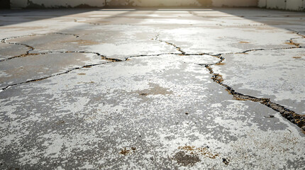 Wall Mural - close-up of cracked concrete surface with visible fissures and texture. ideal for illustrating damag